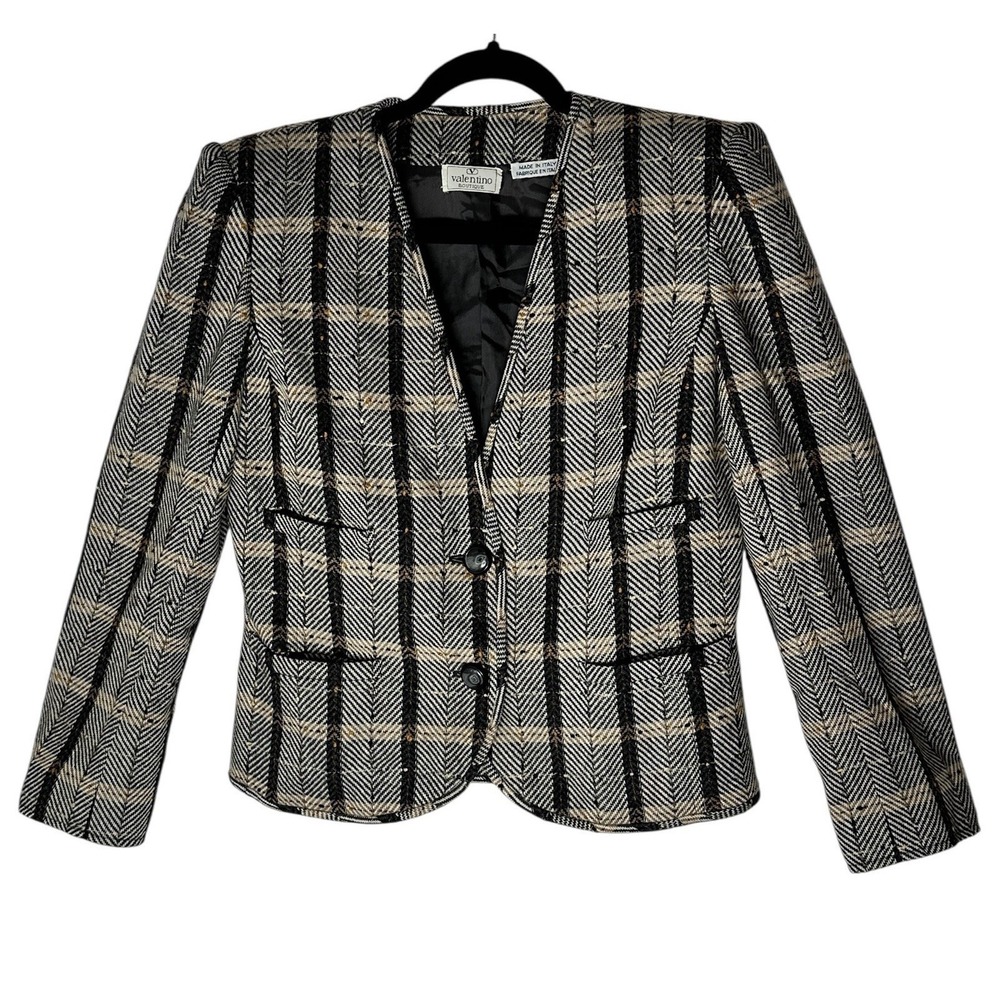 Vintage Valentino Boutique Blazer Jacket Women's Size 8 Cropped Button Y2K Lined